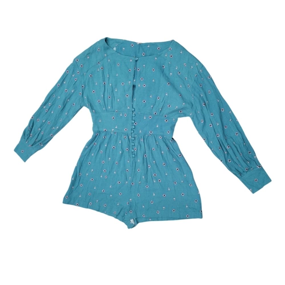 Free People Women's Turquoise Romper - Size Small